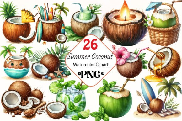 Download Summer Coconut Sublimation Clipart - Clipart Collection