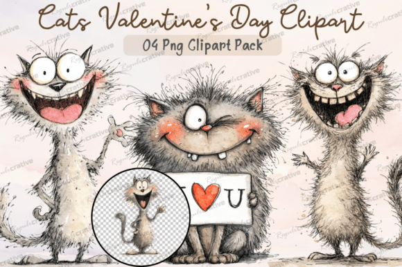 Download Cats Valentine's Day Clipart PNG, Cute - Clipart Collection