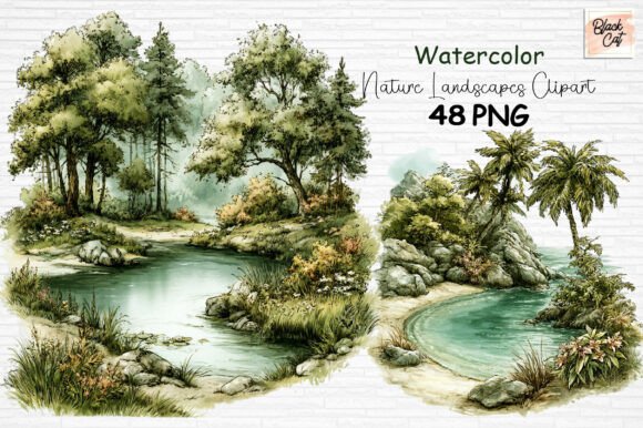 Download Watercolor Nature Landscapes Clipart PNG - Clipart Collection