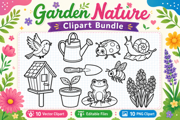 Download Garden Nature Digital Coloring Clipart - Clipart Collection