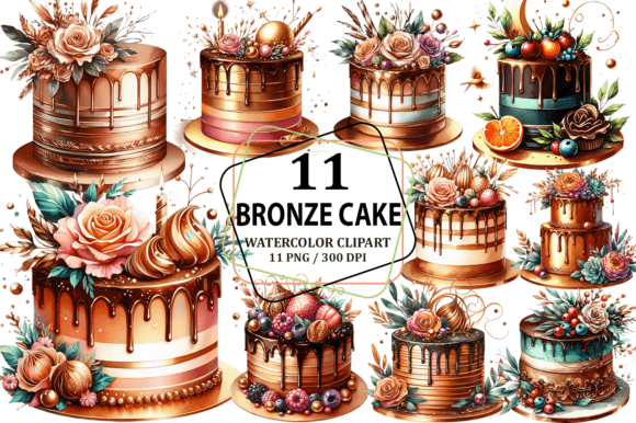 Download Watercolor Bronze Cake Clipart PNG - Clipart Collection