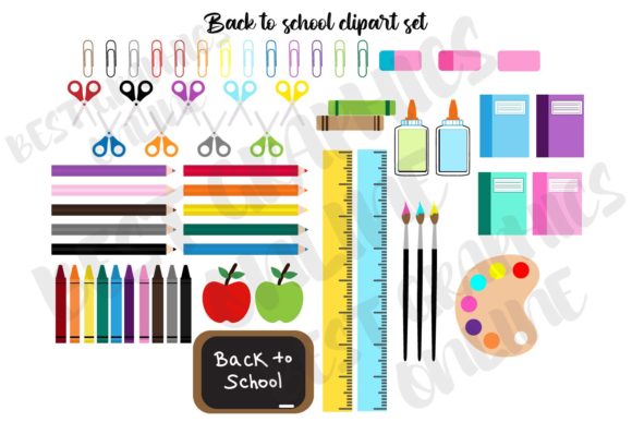 Download Kids Back to School Supplies Clipart Set - Clipart Collection