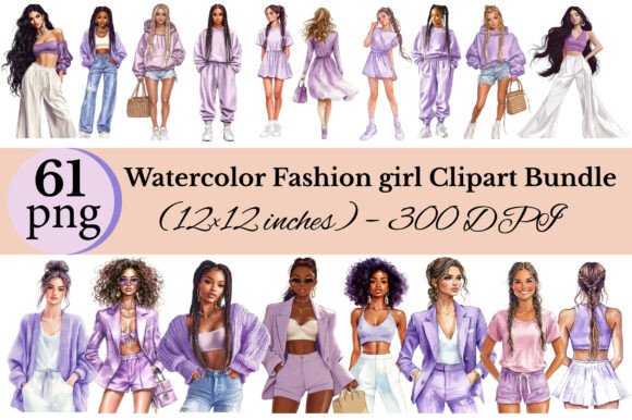 Download Watercolor Fashion Girl Clipart Bundle - Clipart Collection