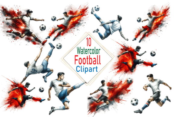 Download Watercolor Football Clipart PNG Bundle - Clipart Collection