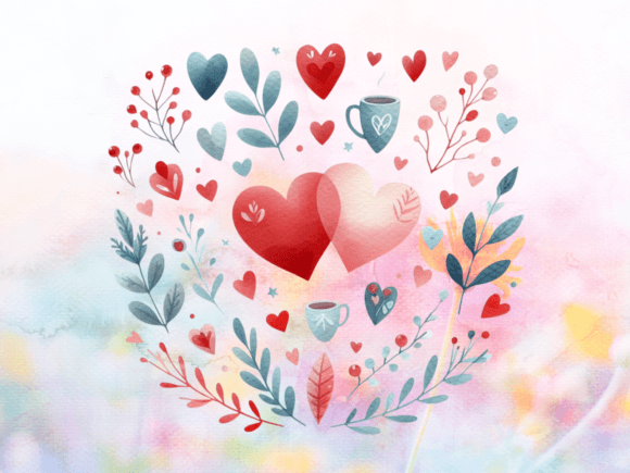 Download Watercolor Hearts Valentines Day Clipart - Clipart Collection