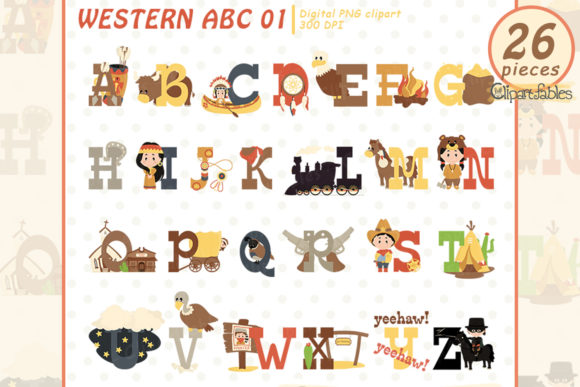 Download Cute Western Clipart, English Alphabet - Clipart Collection